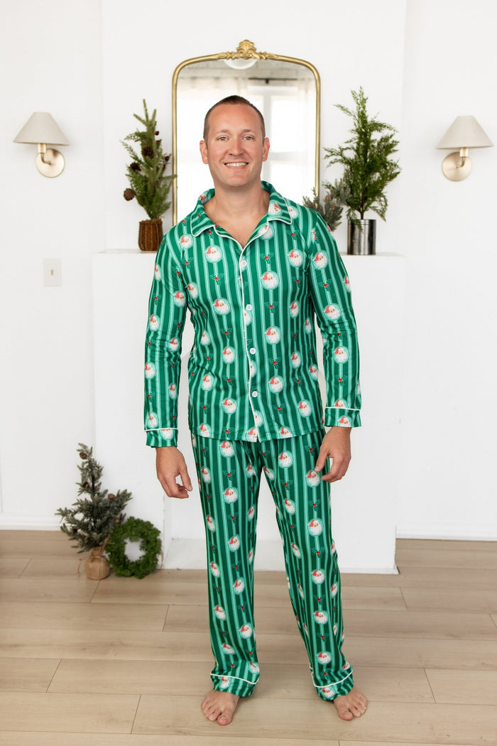 ****PREORDER***Men's Button Down Pajamas - Storybook Santa - Sugar Bee Clothing