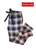 Men's Flannel Lounge Pant / Brown With Wedgewood Blue Accent
