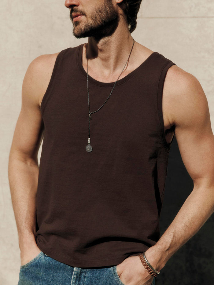 Black midweight box tank in brown