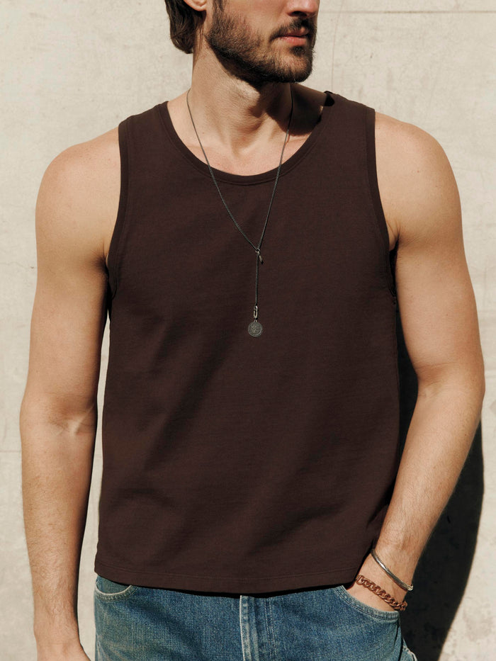Black midweight box tank in brown