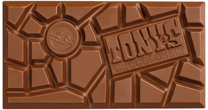Tony's Chocolonely chocolate bar.