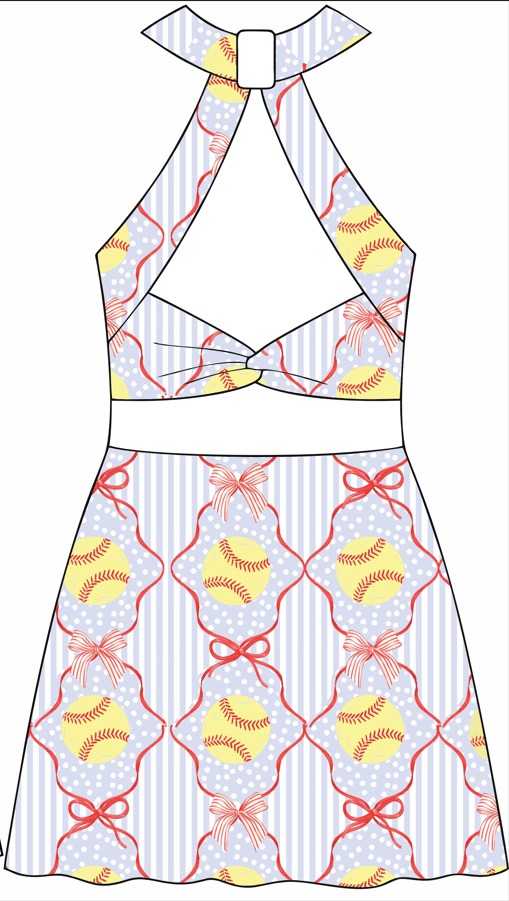 *PREORDER* Mini Jackie Halter Tennis Dress - Softball Sweetheart - Sugar Bee Clothing