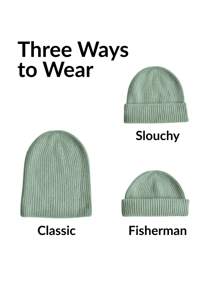 Mint CashWool Fold Over Beanie
