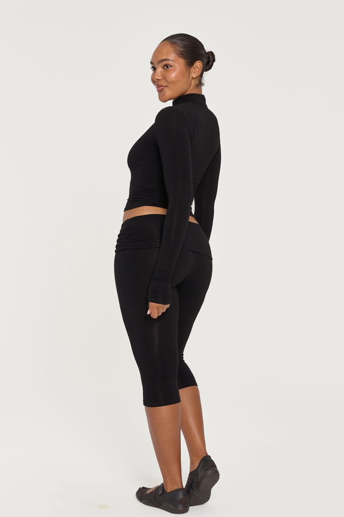 Mock Neck Long Sleeve - Black