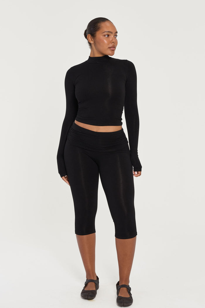 Mock Neck Long Sleeve - Black