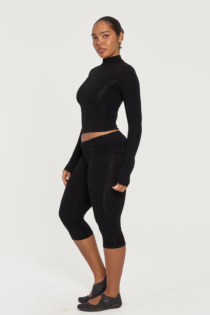 Mock Neck Long Sleeve - Black
