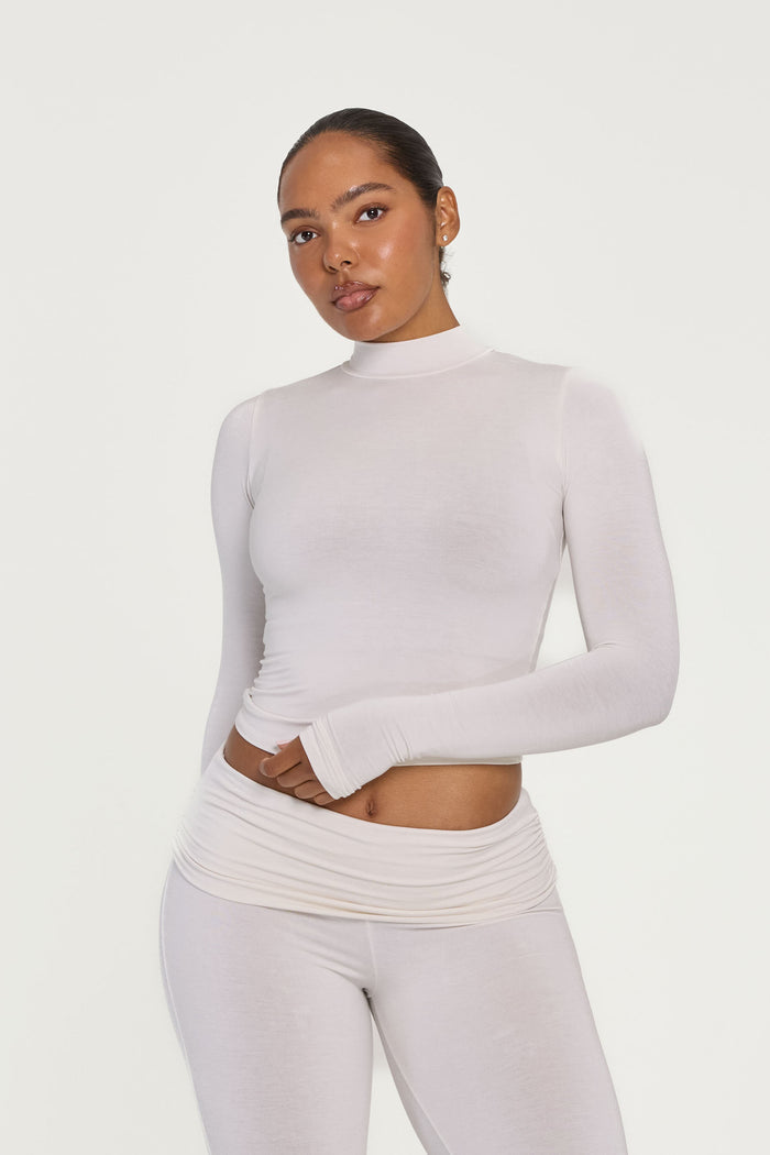 Mock Neck Long Sleeve - Cream