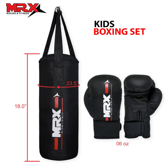 MRX Kids Boxing Gloves 6 Oz With Filled Punching Bag Boy Girls gift
