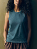 Black muscle tank in slate blue