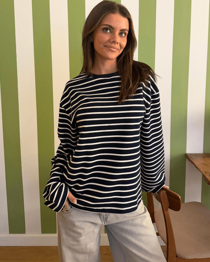 MYNTE STRIPE TEE - NAVY/WHITE