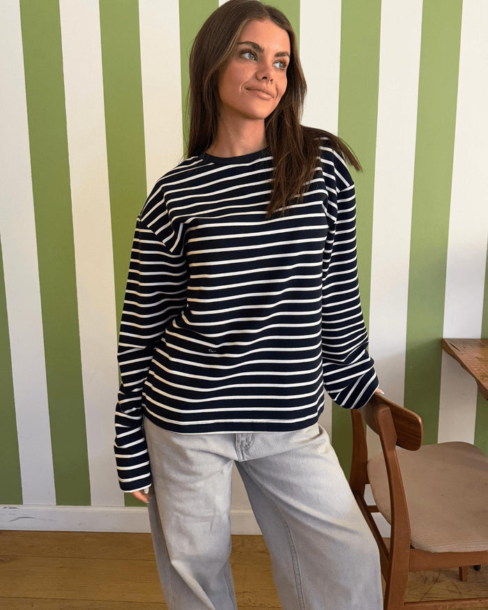 MYNTE STRIPE TEE - NAVY/WHITE