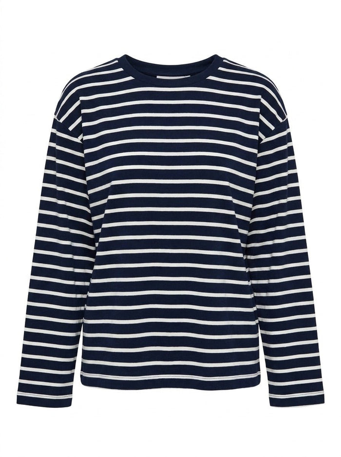 MYNTE STRIPE TEE - NAVY/WHITE - Dinvintageshop