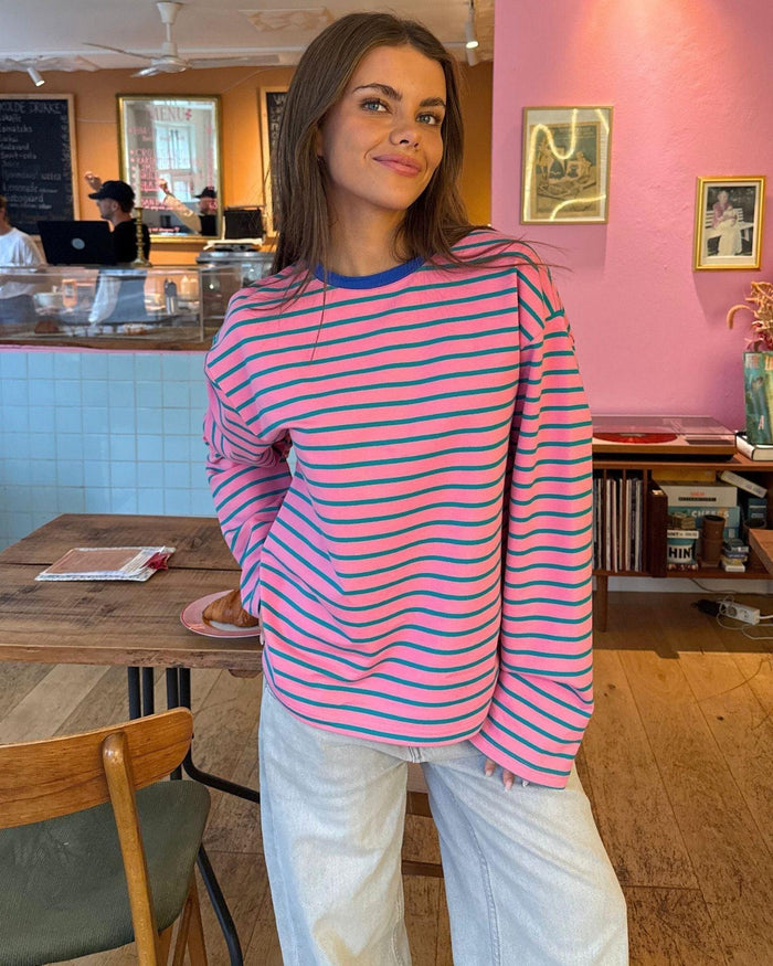 MYNTE STRIPE TEE - PINK/GREEN