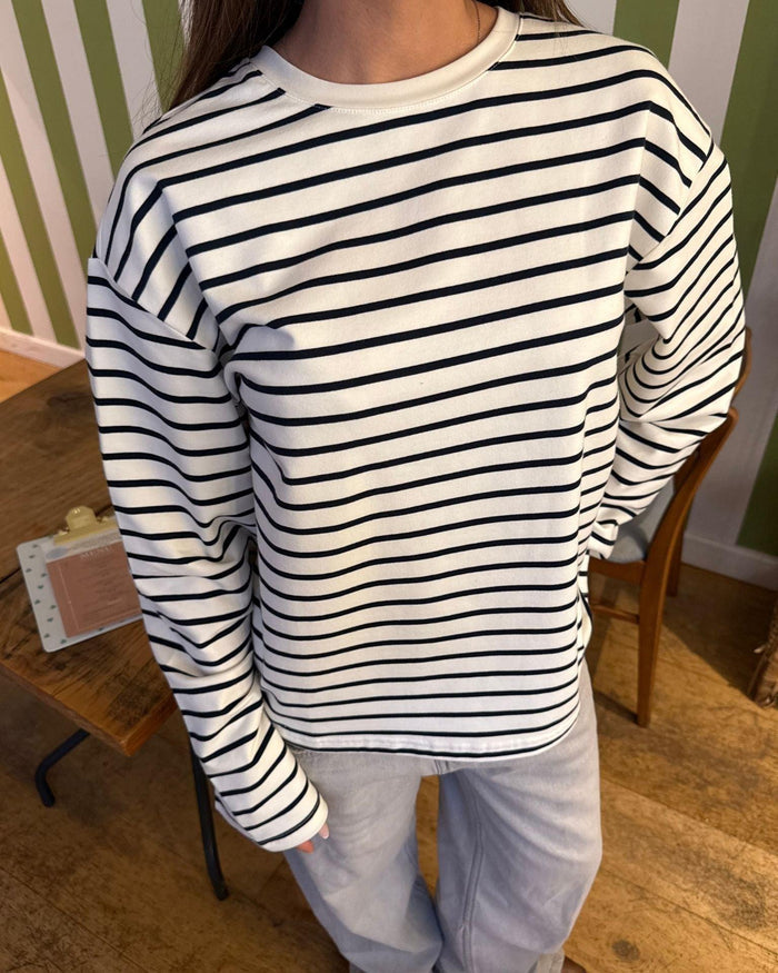 MYNTE STRIPE TEE - WHITE/NAVY