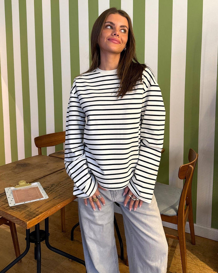 MYNTE STRIPE TEE - WHITE/NAVY