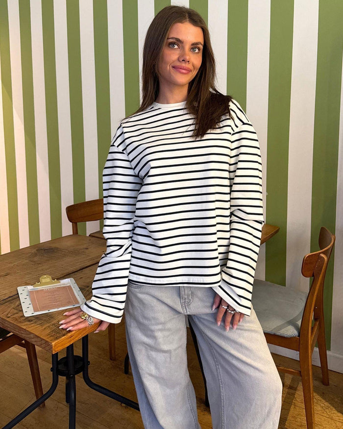 MYNTE STRIPE TEE - WHITE/NAVY