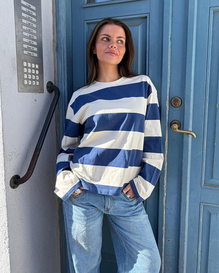 MYNTE WIDE STRIPE - BLUE/OFF WHITE