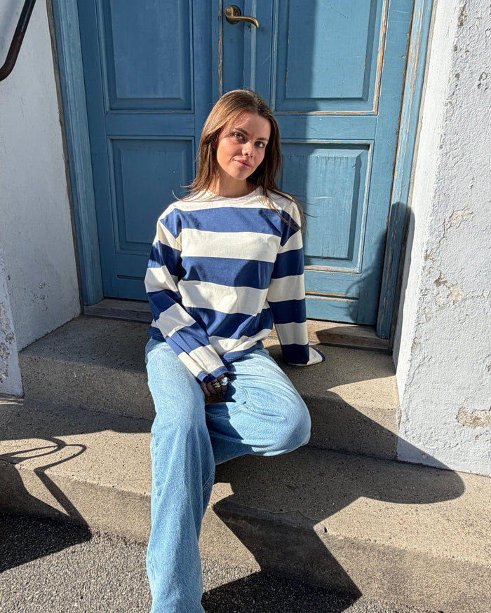 MYNTE WIDE STRIPE - BLUE/OFF WHITE