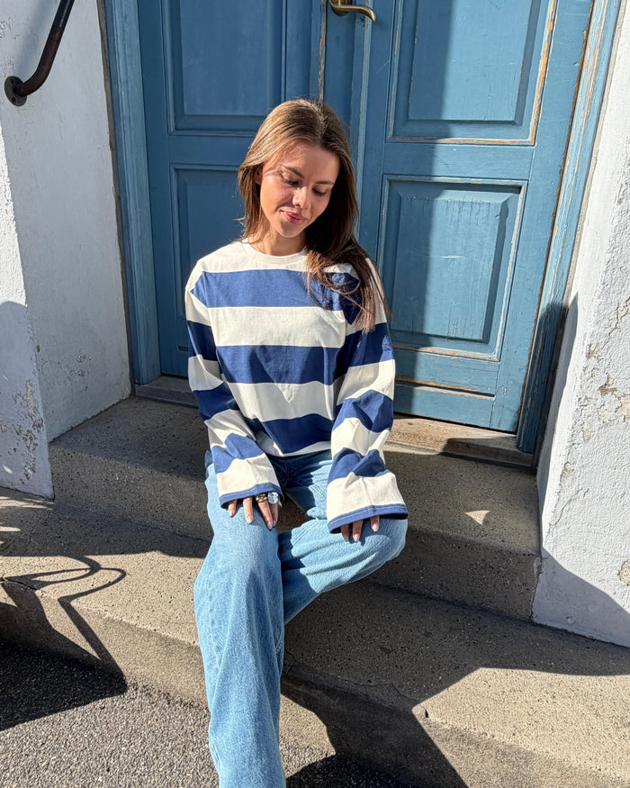 MYNTE WIDE STRIPE - BLUE/OFF WHITE
