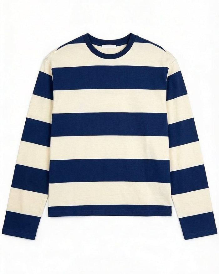 MYNTE WIDE STRIPE - BLUE/OFF WHITE