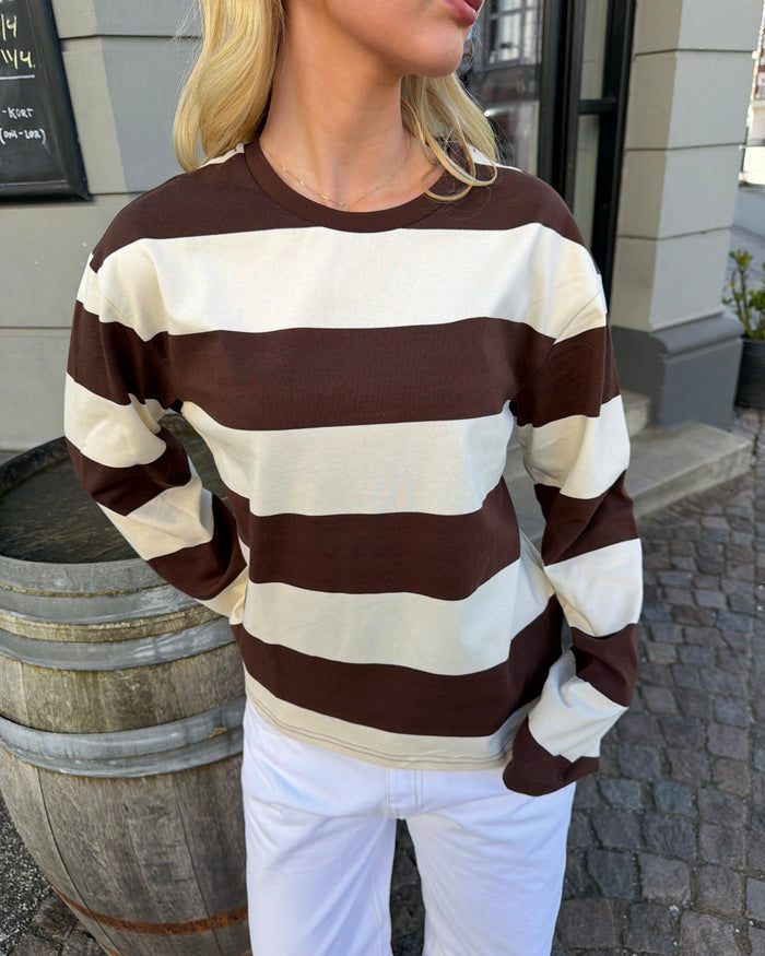 MYNTE WIDE STRIPE - BROWN/OFF WHITE