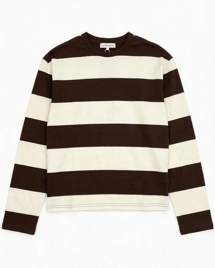 MYNTE WIDE STRIPE - BROWN/OFF WHITE