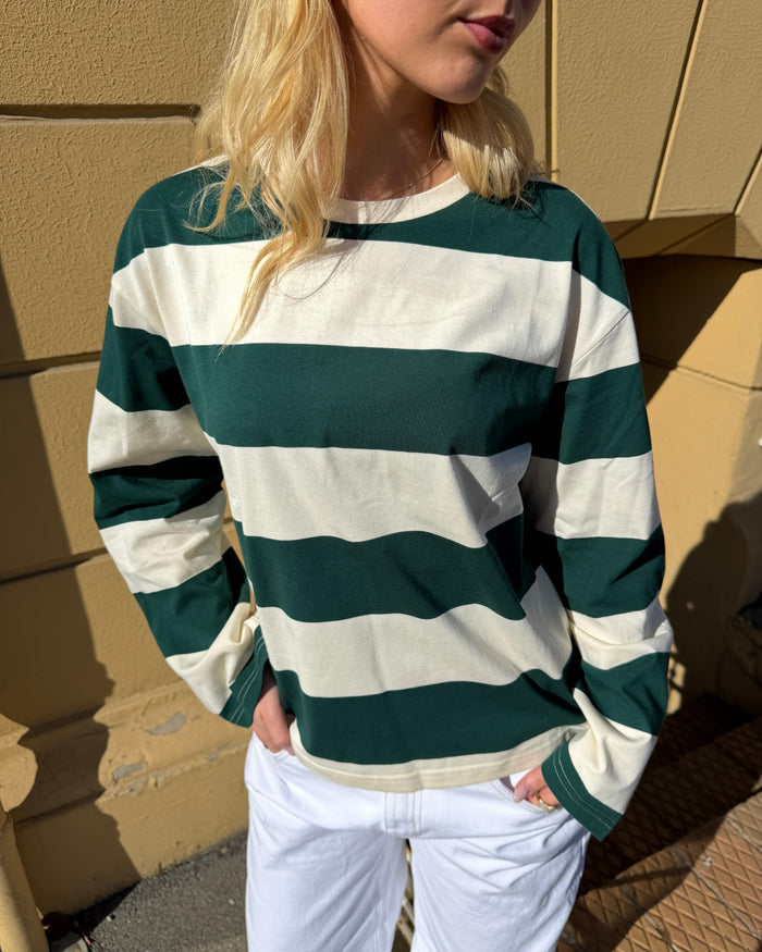 MYNTE WIDE STRIPE - GREEN/OFF WHITE
