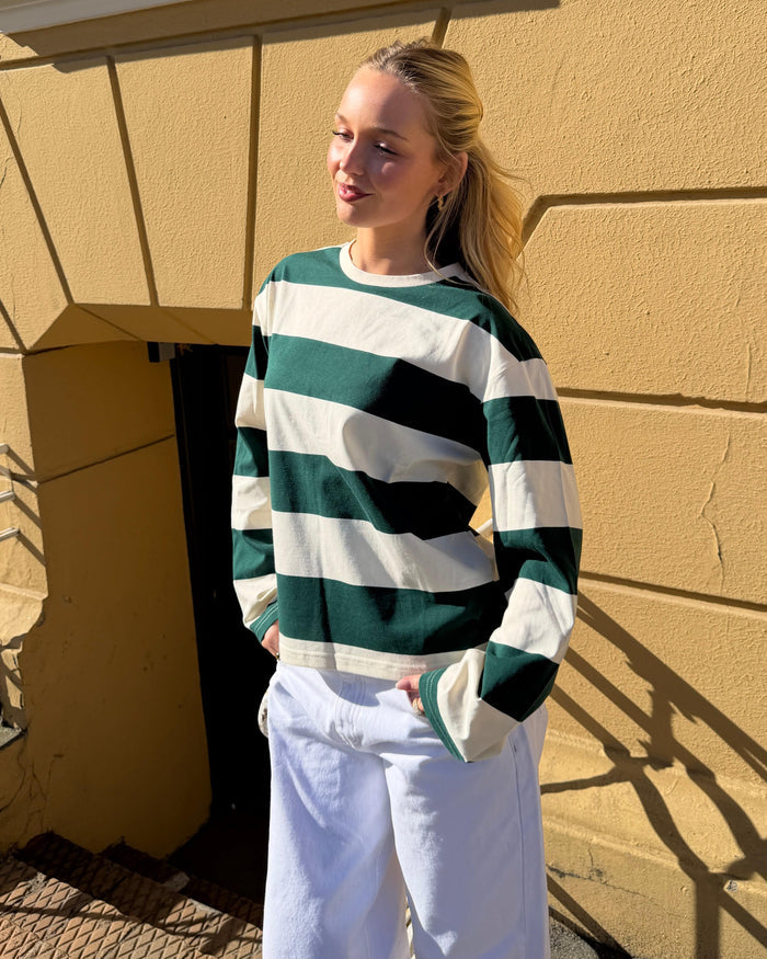 MYNTE WIDE STRIPE - GREEN/OFF WHITE