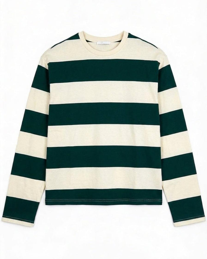 MYNTE WIDE STRIPE - GREEN/OFF WHITE