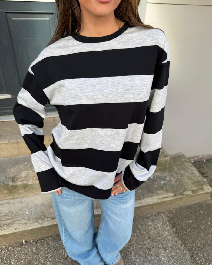 MYNTE WIDE STRIPE - GREY/BLACK