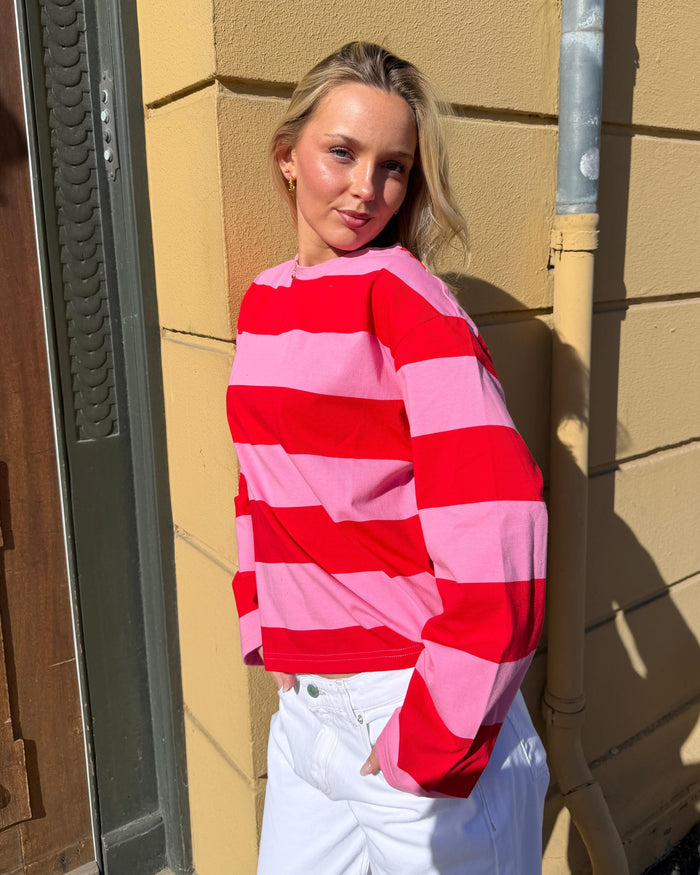MYNTE WIDE STRIPE - PINK/RED