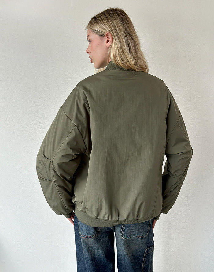 Image of Najora Puffy Bomber Jacket in Dark Sage