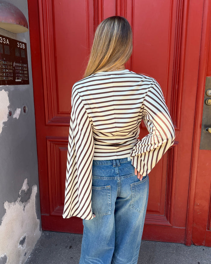 NALA STRIPE ANGEL TEE - OFFWHITE/BROWN