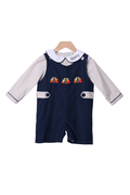 The Smocked Flamingo Apparel & Accessories Navy Corduroy Turkey JonJon Set