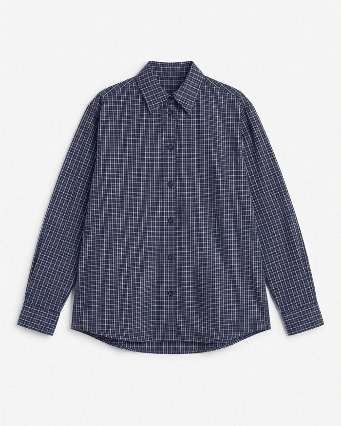NEO BOXFIT SHIRT - NAVY CHECK