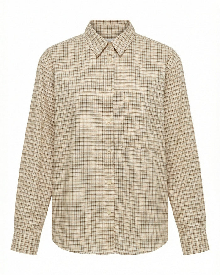NEO BOXFIT SHIRT - SAND/BROWN CHECK