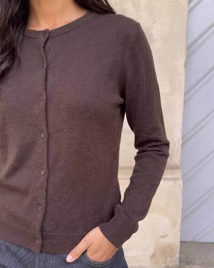 NORA KNIT CARDIGAN - HOT FUDGE [AI]
