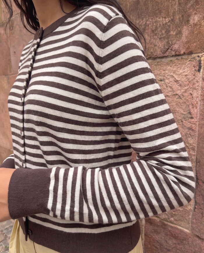 NORA KNIT CARDIGAN - HOT FUDGE/BIRCH [AI]
