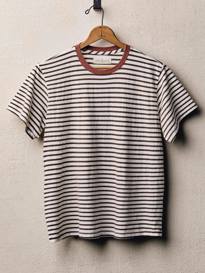 Rosy Brown novel knit crew in brown stripe