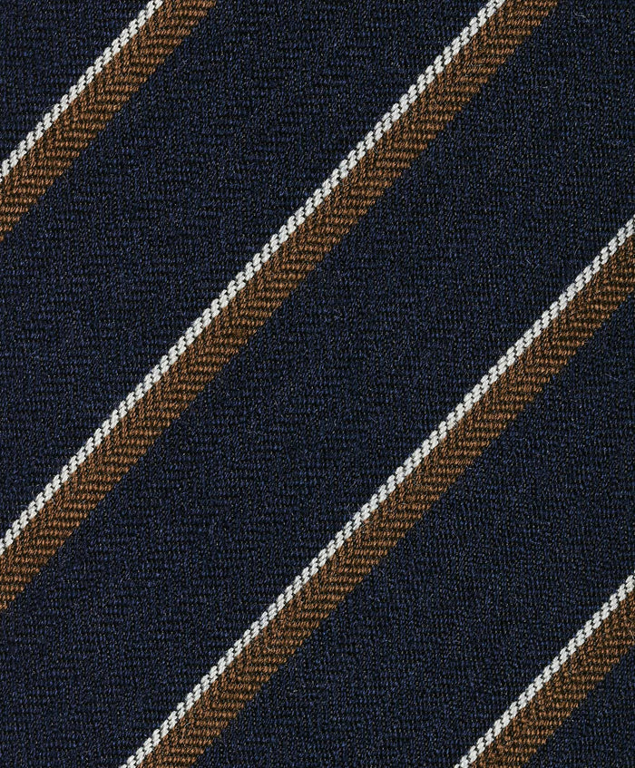 NTR11994412 | Navy & Chocolate Stripe Cashmere Blend Tie