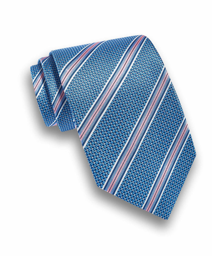 NTR12993412 | Navy Stripe Jacquard Silk Tie