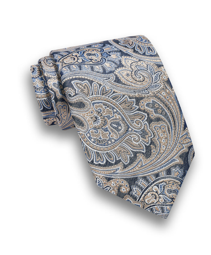 NTR13596412 | Navy Paisley Jacquard Silk Tie