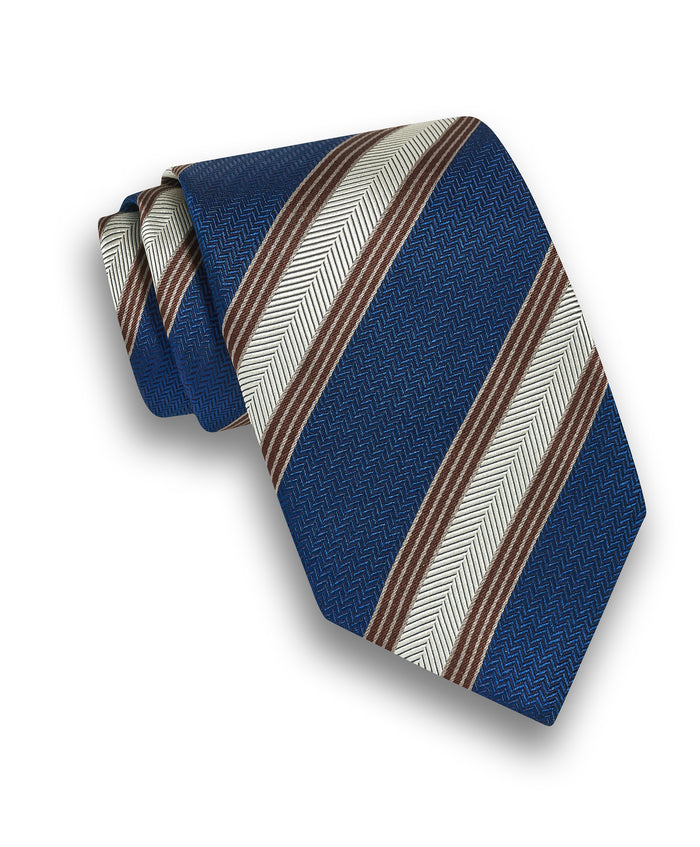 NTR13997412 | Navy Stripe Jacquard Silk Tie