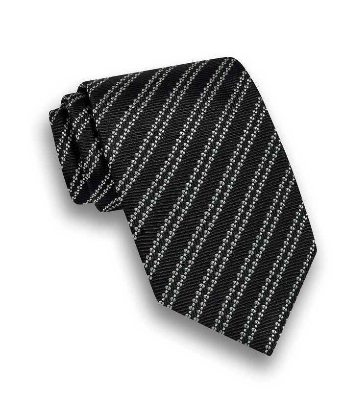 NTR13998002 | Black Stripe Jacquard Silk Tie