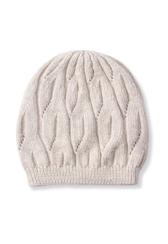 Oatmeal Wool Cable Knit Hat