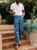 Dark Slate Gray oceanside relaxed pant in postman blue