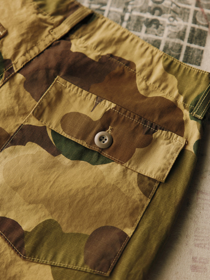 Dark Olive Green oliver military trouser in painted camo