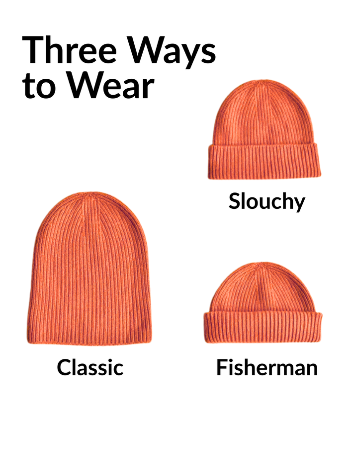 Orange CashWool Fold Over Beanie
