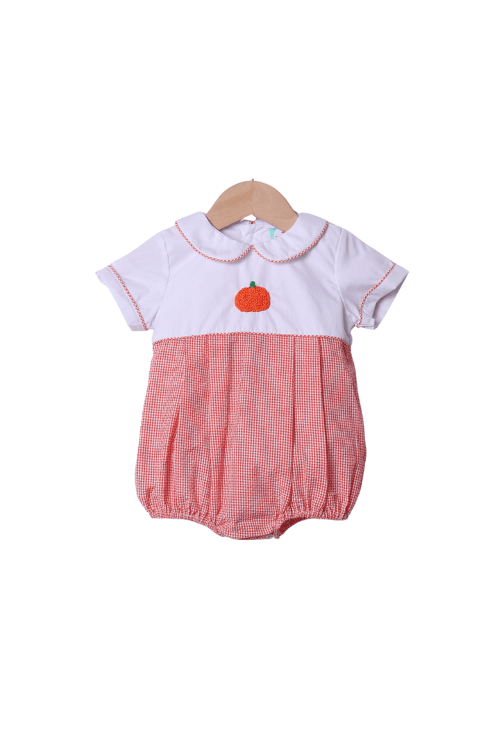 The Smocked Flamingo Apparel & Accessories Orange Seersucker Gingham Pumpkin Bubble
