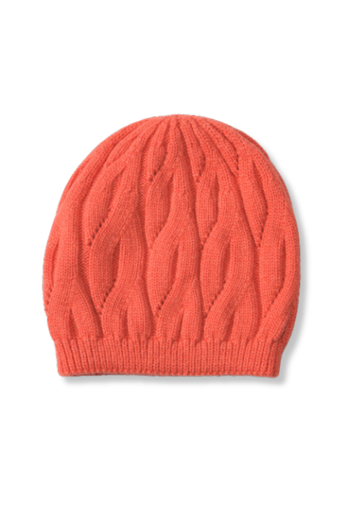 Orange Wool Cable Knit Hat
